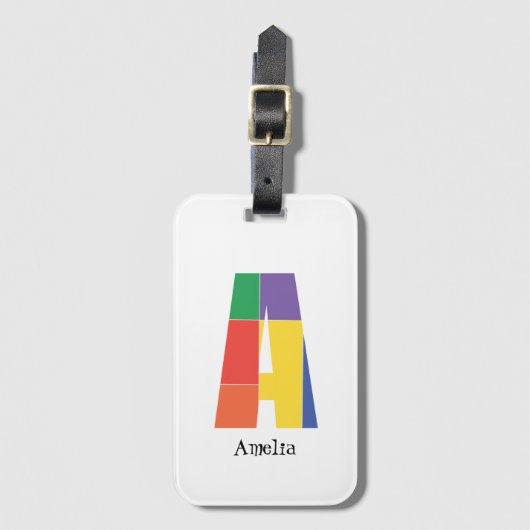 Lila-gelbe Monogramm Initial A Gepäckanhänger (Vorderseite Vertikal)