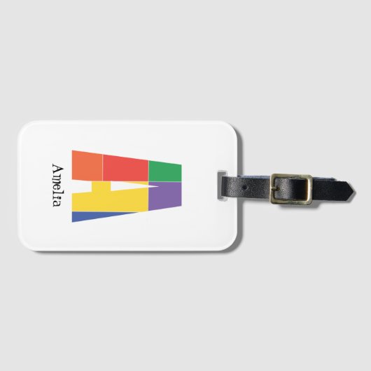 Lila-gelbe Monogramm Initial A Gepäckanhänger (Vorderseite (Horizontal))