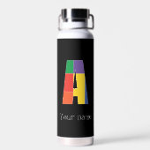 Lila-gelbe Monogramm Initial A Trinkflasche (Rückseite)