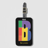 Lila-gelbe Monogramm Initial B Gepäckanhänger (Vorderseite Vertikal)