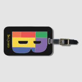 Lila-gelbe Monogramm Initial B Gepäckanhänger (Vorderseite (Horizontal))