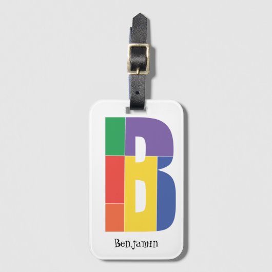 Lila-gelbe Monogramm Initial B Gepäckanhänger (Vorderseite Vertikal)