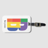 Lila-gelbe Monogramm Initial B Gepäckanhänger (Vorderseite (Horizontal))