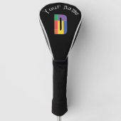 Lila-gelbe Monogramm Initial D Golf Headcover (Vorderseite)
