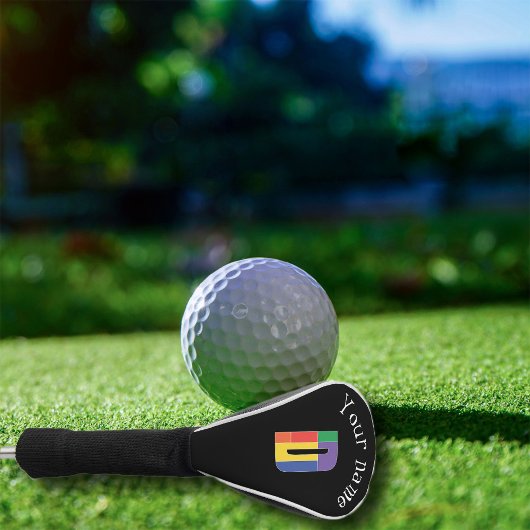 Lila-gelbe Monogramm Initial D Golf Headcover