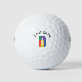 Lila-gelbe Monogramm Initial D Golfball (Vorderseite)