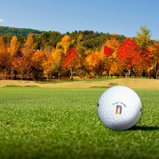 Lila-gelbe Monogramm Initial D Golfball