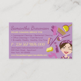 Lila Gelbe Notenseite Janitorial Lady Reinigung Visitenkarte