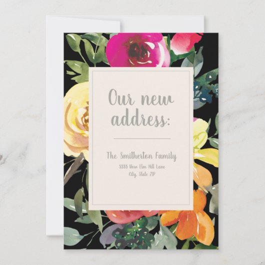 Lila gelbe Orange-Blume, schwarze Adresse ändern (Vorderseite)