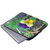 Lila- & gelbe Pansy Electronics-Tasche Laptopschutzhülle (Vorne Knopf)