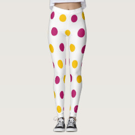 Lila gelbe Polka-Punkte auf weißem, niedlichem und Leggings