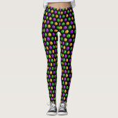 Lila-Gelbe Punkte Schwarze Mardi Gras Leggings (Vorderseite)