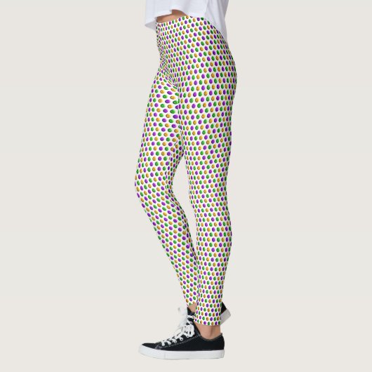 Lila-Gelbe Punkte Weiße Mardi Gras Leggings (Links)