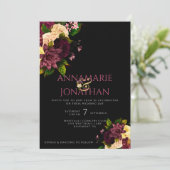 Lila-Gelbe Rosa-Peonies & Rose Hochzeiten & UAWG Einladung (Stehend Vorderseite)