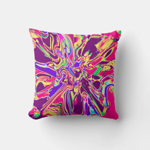 Lila Gelbe Rose Blaue Abstrakte Kunst Blumen Desig Kissen