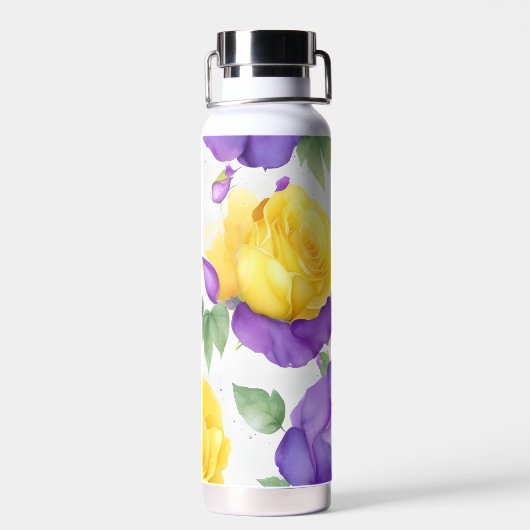 Lila Gelbe Rose Trinkflasche (Rückseite)