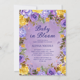 Lila gelbe Rosen Pfingstrosen Baby in Blüte  Einladung