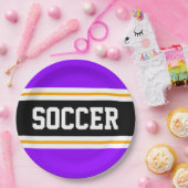 LILA-Gelbe Streifen aus schwarzem Bright-Lack Pappteller (Party)