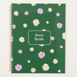 Lila Gelbe Tageszeitungen auf Grün im Blumenmuster Planer