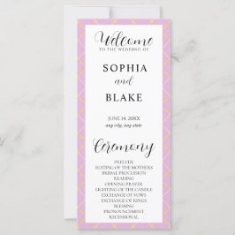 Lila, gelbe und weiße Karierte Hochzeitsprogramme