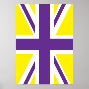 Lila-Gelbe-Union-Jack-Britische(UK)-Flagge Poster