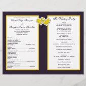 Lila-gelbe weiße Blüte, Herz-Hochzeitsprogramm (Rückseite)