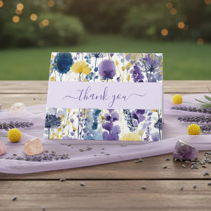 Lila Gelbe Wildblume Kinderdusche Dankeskarte