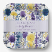 Lila Gelbe Wildblume Kinderdusche Pappteller (Vorderseite)