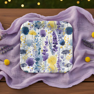 Lila Gelbe Wildblume Kinderdusche Pappteller