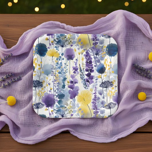 Lila Gelbe Wildblume Kinderdusche Pappteller