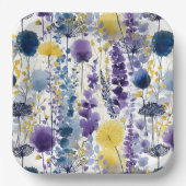 Lila Gelbe Wildblume Kinderdusche Pappteller (Vorderseite)