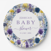 Lila Gelbe Wildblume Kinderdusche Pappteller (Vorderseite)