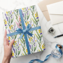 Lila-gelbe Wildblumen-Aquarell-Junggesellinnenabsc