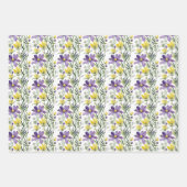 Lila Gelbe Wildblumen Aquarellfarben Brautparty Geschenkpapier Set (Vorderseite 3)