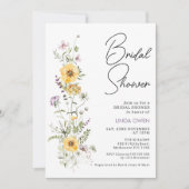 Lila Gelbe Wildblumen Brautparty Einladung (Vorderseite)