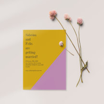 Lila-gelber Farbblock Geometrische moderne Hochzei