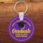 Lila-gelber Graduate Custom 2025 Abschluss Schlüsselanhänger (Rückseite)