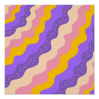 Lila Gelber Himmelstreifen Groovy Abstrakt Poster