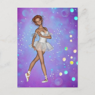 Lila-gelber Hintergrund und Ballerina Postkarte
