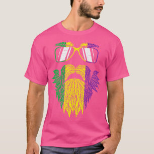 Lila-Gelber Hipster Beard Mardi Gras Carni T-Shirt