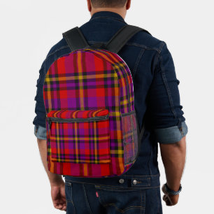 Lila Gelber Karo Tartan Karierter Rucksack