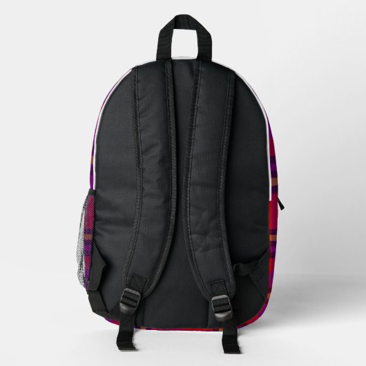 Lila Gelber Karo Tartan Karierter Rucksack (Rückseite)