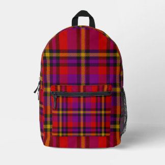 Lila Gelber Karo Tartan Karierter Rucksack