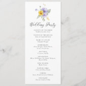 Lila Gelber Lavendel Lilac Rustikale Hochzeit Programm (Rückseite)