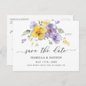 Lila Gelber Lavendel Lilac Save the Date Ankündigungspostkarte (Vorne/Hinten)