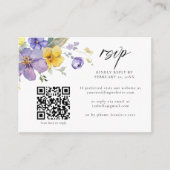 Lila-Gelber Lavendel-QR-Code Hochzeit RSVP Begleitkarte (Vorderseite)
