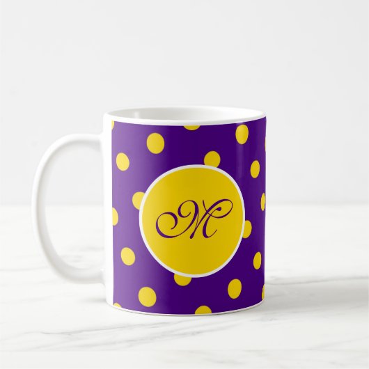 Lila-Gelber Polka Dot Erstspann Hübsche Custom Kaffeetasse (Links)