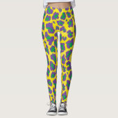 Lila, gelber und grüner Leopardendruck Leggings (Vorderseite)