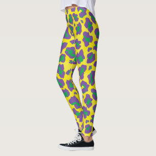 Lila, gelber und grüner Leopardendruck Leggings
