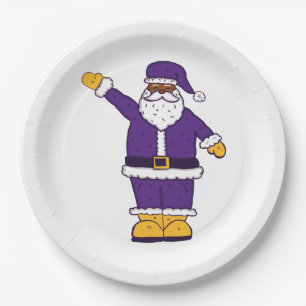 lila gelber Weihnachten schwarzer Weihnachtsmann Pappteller